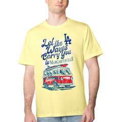 Los Angeles Dodgers Margaritaville Bus Waves Graphic T-Shirt - Yellow T-shirts