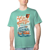 Baltimore Orioles Margaritaville Bus Waves Graphic T-Shirt - Mint T-shirts