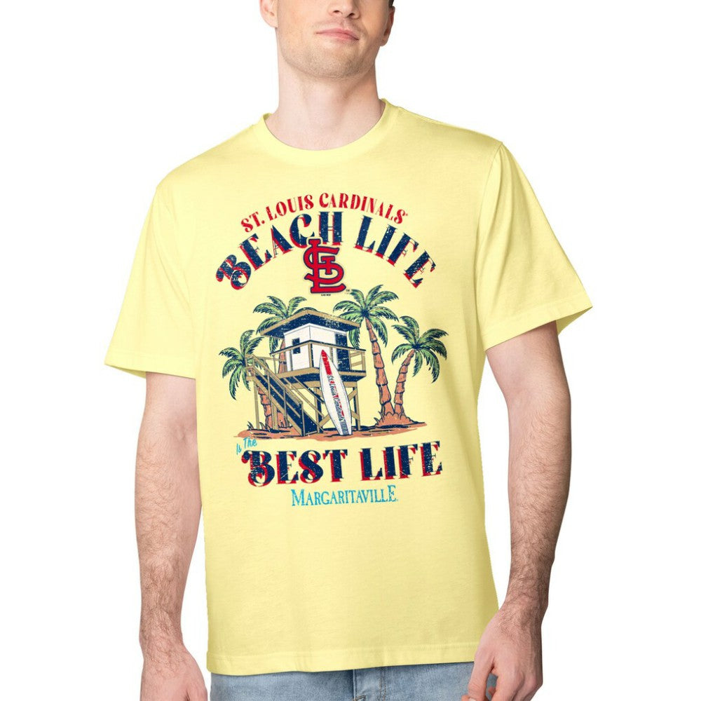 St. Louis Cardinals Margaritaville Beach Hut Graphic T-Shirt - Yellow T-shirts