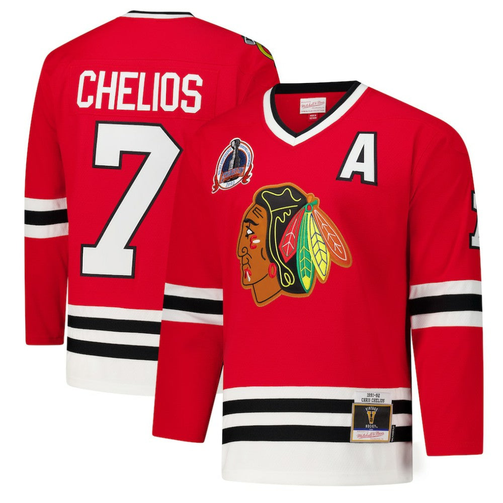 NHL Chris Chelios Chicago Blackhawks 1991-92 Power Play Jersey - Red