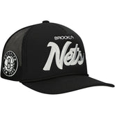 Brooklyn Nets Script Trucker Adjustable Hat Black