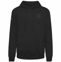 Miami Marlins Levelwear Podium Primary Pullover Hoodie - Black Hoodies