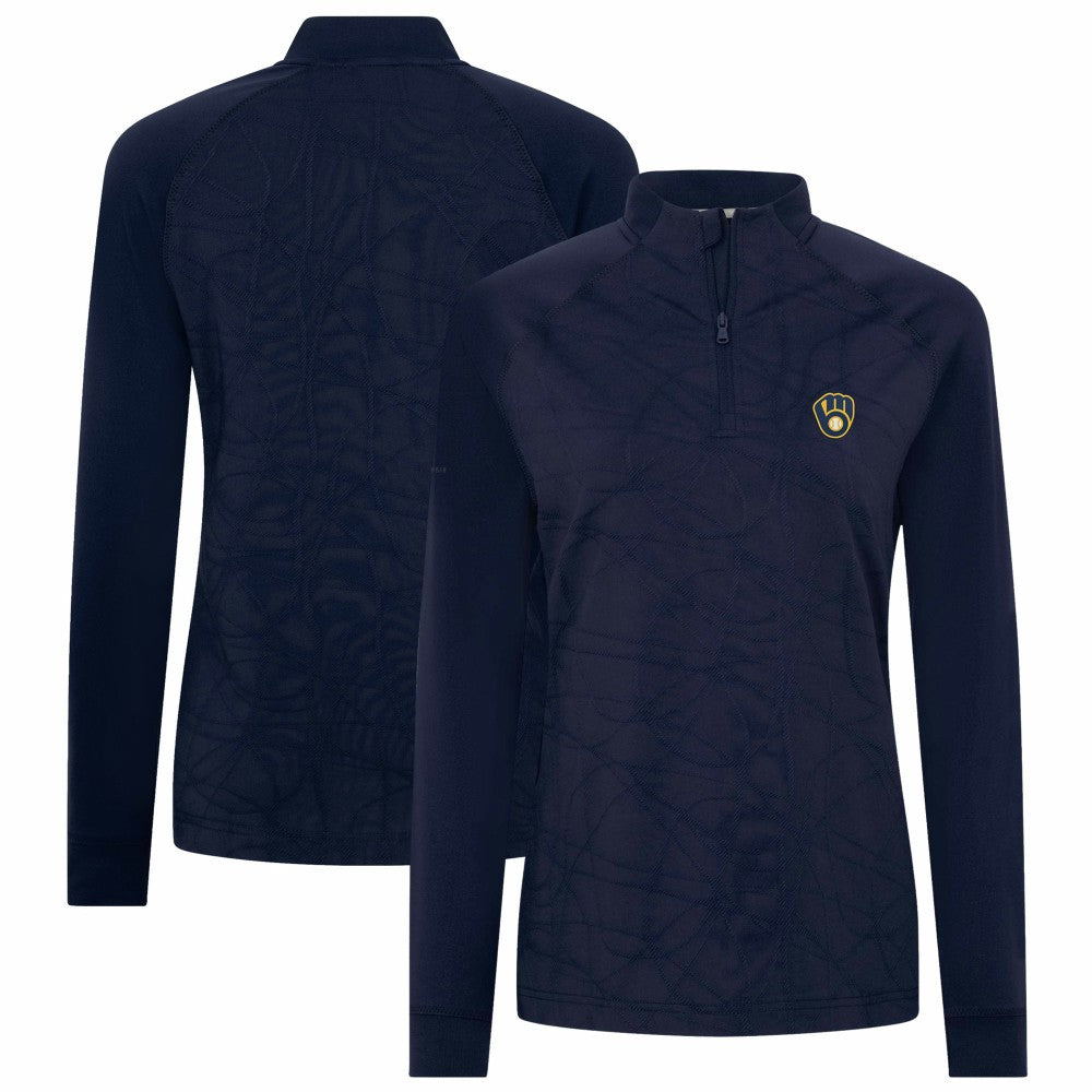 Milwaukee Brewers Levelwear Women's Amethyst Insignia 2.0 Quarter-Zip Jacket - Navy Jackets