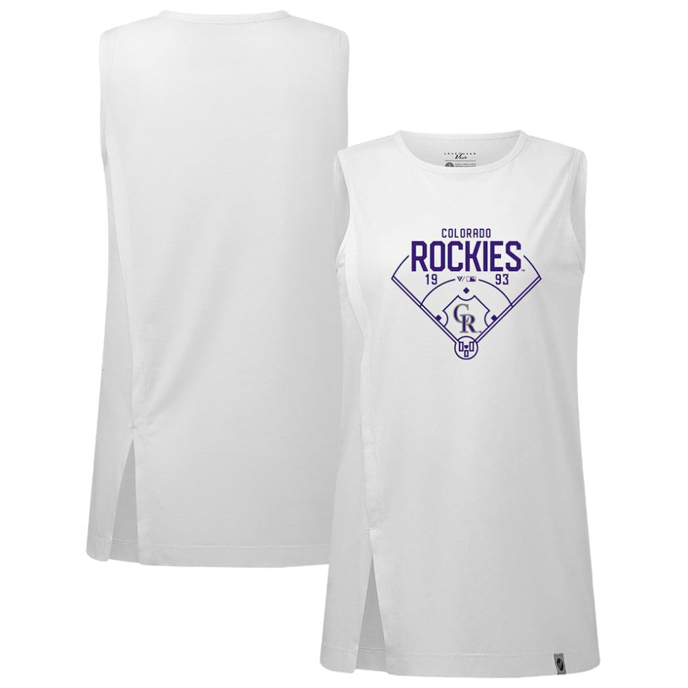 Colorado Rockies Levelwear Women's Influx Home Field Tank Top - White Tanks