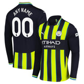 Manchester City 2024/25 Away Replica Long Sleeve Custom Jersey Navy