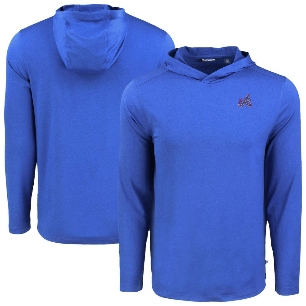 Atlanta Braves Cutter & Buck Coastline Epic Comfort Recycled Eco Hoodie Long Sleeve T-Shirt - Blue Hoodies