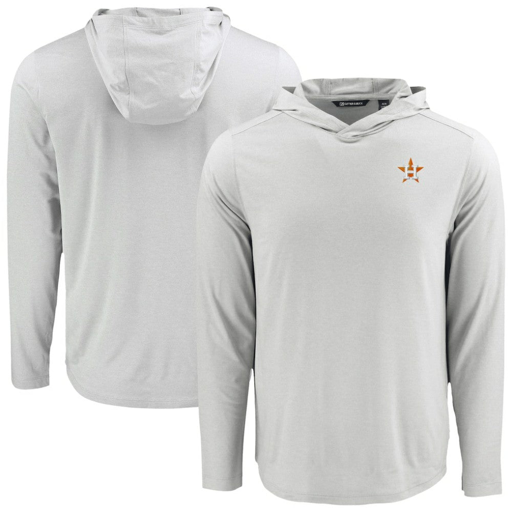 Houston Astros Cutter & Buck Coastline Epic Comfort Recycled Eco Hoodie Long Sleeve T-Shirt - Gray Hoodies