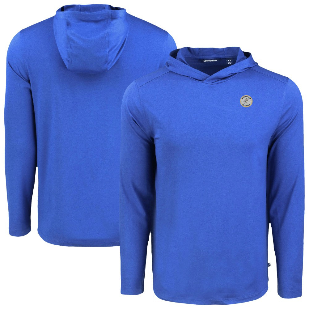 Milwaukee Brewers Cutter & Buck Coastline Epic Comfort Recycled Eco Hoodie Long Sleeve T-Shirt - Royal Hoodies