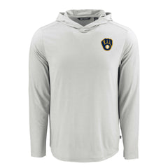 Milwaukee Brewers Cutter & Buck Coastline Epic Comfort Recycled Eco Hoodie Long Sleeve T-Shirt - Gray Hoodies