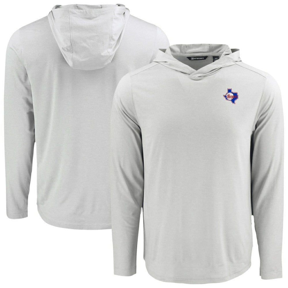 Texas Rangers Cutter & Buck Coastline Epic Comfort Recycled Eco Hoodie Long Sleeve T-Shirt - Gray Hoodies