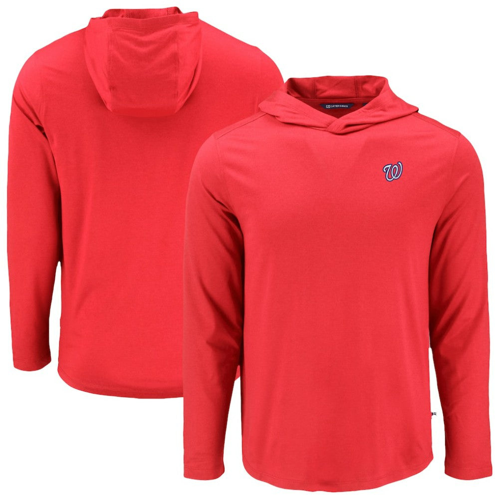Washington Nationals Cutter & Buck Coastline Epic Comfort Recycled Eco Hoodie Long Sleeve T-Shirt - Red Hoodies