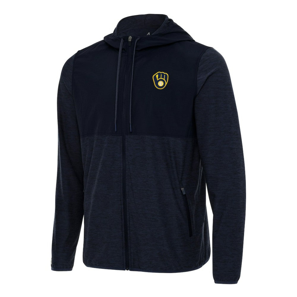 Milwaukee Brewers Antigua Sway Full-Zip Hoodie - Navy Hoodies