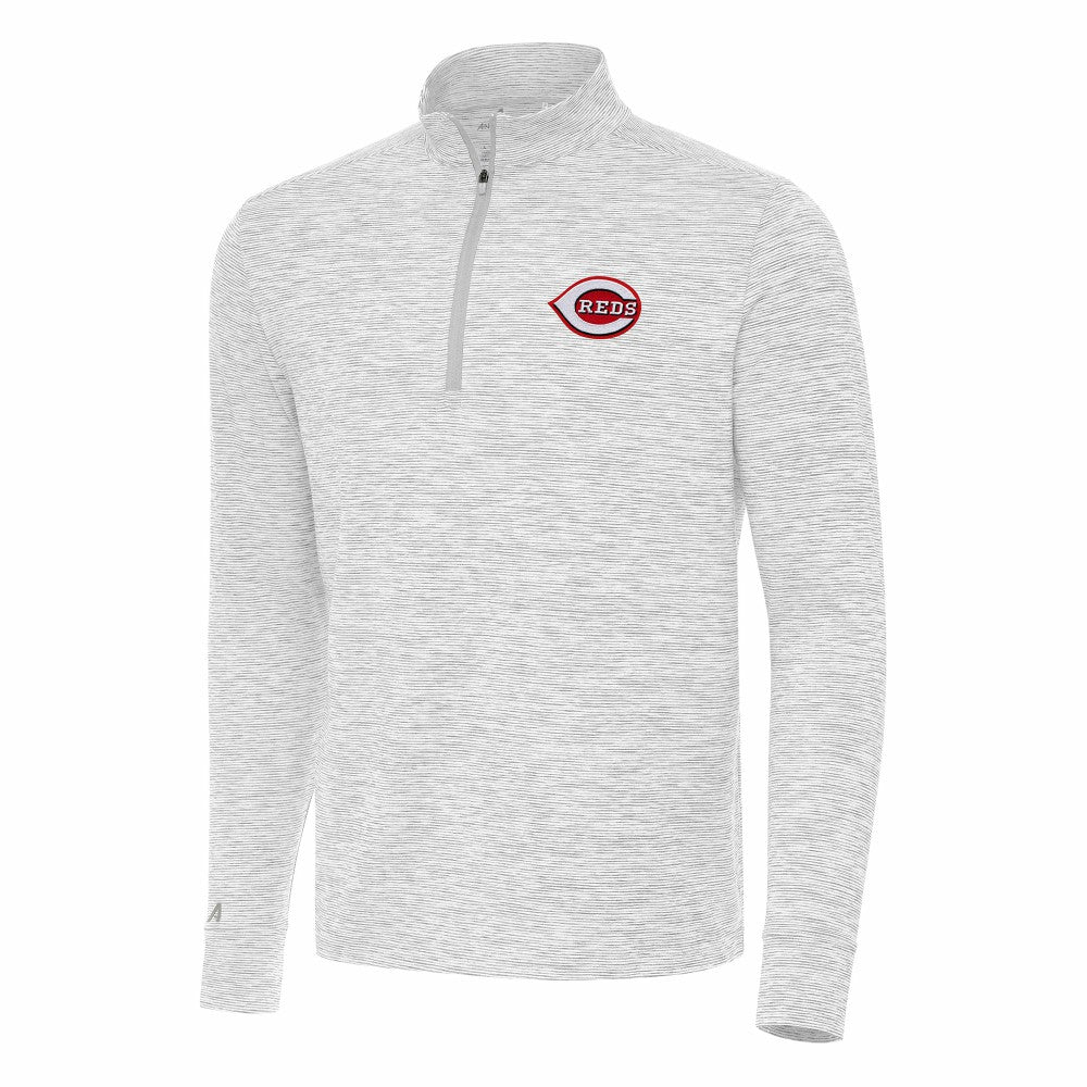 Cincinnati Reds Antigua Cause Quarter-Zip Top - Gray/White Tops
