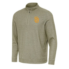San Diego Padres Antigua Subtle Quarter-Zip Sweatshirt - Heather Olive Sweatshirts