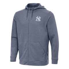 New York Yankees Antigua Effortless Full-Zip Hooded Jacket - Heather Navy Jackets