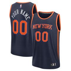 New York Knicks Fast Break Custom Jersey Statement Edition Navy