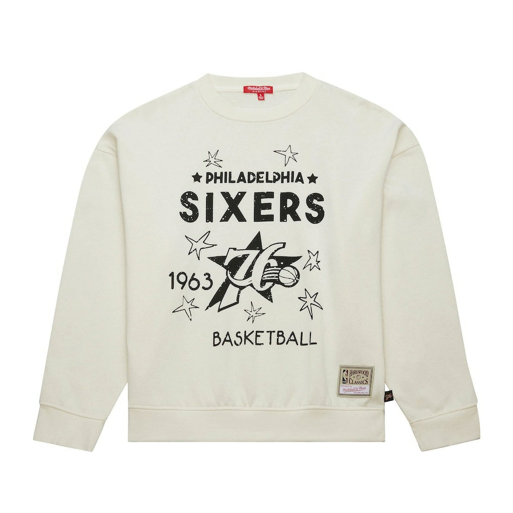 Philadelphia 76ers Women's Hardwood Classics Pullover Sweatshirt Cream