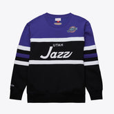 Utah Jazz Hardwood Classics Vintage Logo Head Coach Pullover Sweatshirt Black/Purple