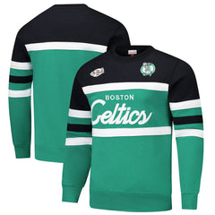 Boston Celtics Hardwood Classics Vintage Logo Head Coach Pullover Sweatshirt Kelly Green/Black