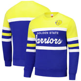 Golden State Warriors Hardwood Classics Vintage Logo Head Coach Pullover Sweatshirt Royal/Gold