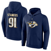 NHL Steven Stamkos Nashville Predators Fanatics Authentic Stack Name & Number Tri-Blend Pullover Hoodie - Navy
