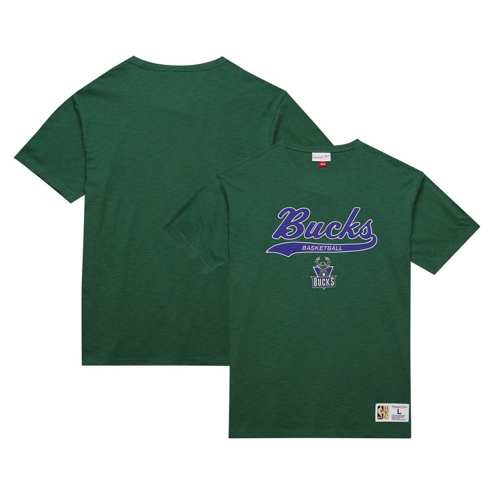 Milwaukee Bucks Hardwood Classics Felt Applique Slub T-Shirt Green