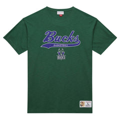 Milwaukee Bucks Hardwood Classics Felt Applique Slub T-Shirt Green