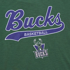 Milwaukee Bucks Hardwood Classics Felt Applique Slub T-Shirt Green