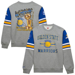 Golden State Warriors Hardwood Classics All Over 4.0 Pullover Sweatshirt Heather Gray