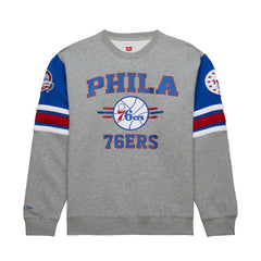 Philadelphia 76ers Hardwood Classics All Over 4.0 Pullover Sweatshirt Heather Gray