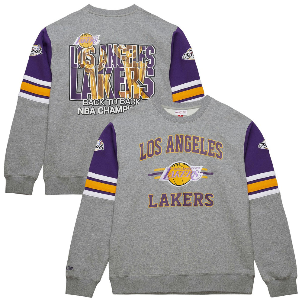 Los Angeles Lakers Hardwood Classics All Over 4.0 Pullover Sweatshirt Heather Gray