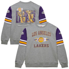 Los Angeles Lakers Hardwood Classics All Over 4.0 Pullover Sweatshirt Heather Gray