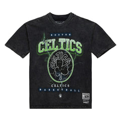 Boston Celtics Unisex Hardwood Classics Vintage Voltage Premium Heavyweight T-Shirt Black