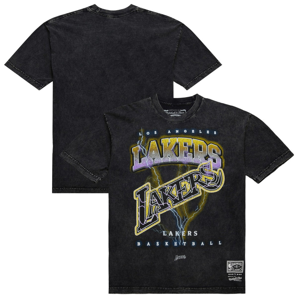 Los Angeles Lakers Unisex Hardwood Classics Vintage Voltage Premium Heavyweight T-Shirt Black