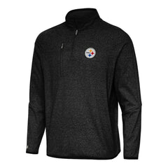 Pittsburgh Steelers Antigua Certain Tri-Blend Quarter-Zip Top Heather Black