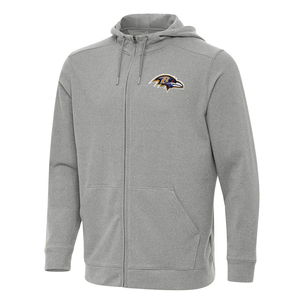 Baltimore Ravens Antigua Effortless Full-Zip Hoodie Heather Gray