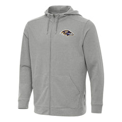 Baltimore Ravens Antigua Effortless Full-Zip Hoodie Heather Gray