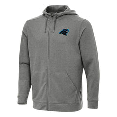 Carolina Panthers Antigua Effortless Full-Zip Hoodie Heather Black