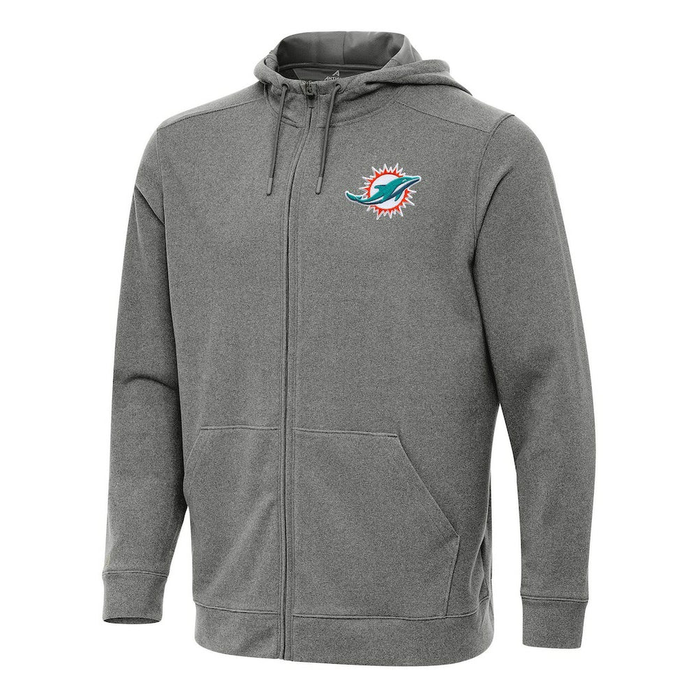 Miami Dolphins Antigua Effortless Full-Zip Hoodie Heather Black