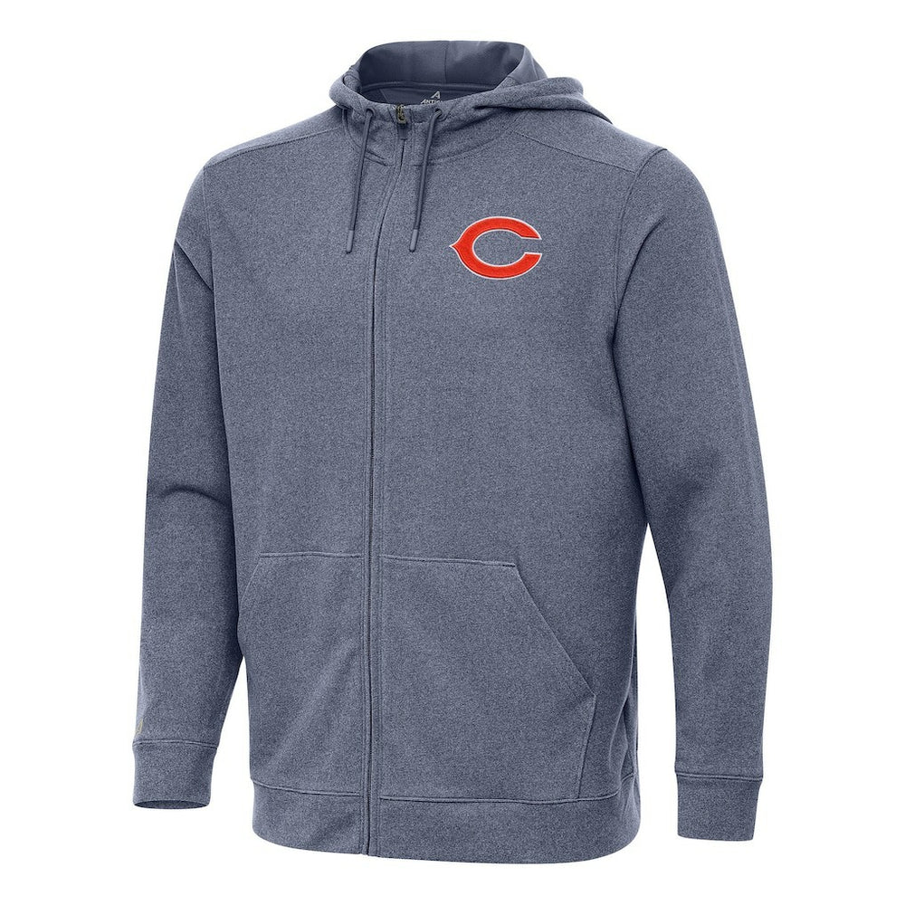 Chicago Bears Antigua Effortless Full-Zip Hoodie Heather Navy