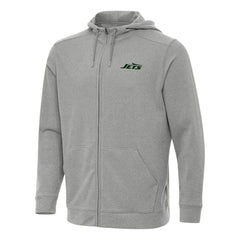 New York Jets Antigua Effortless Full-Zip Hoodie Heather Gray
