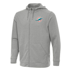 Miami Dolphins Antigua Effortless Full-Zip Hoodie Heather Gray