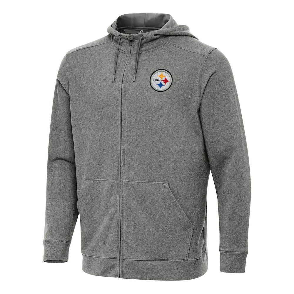 Pittsburgh Steelers Antigua Effortless Full-Zip Hoodie Heather Black