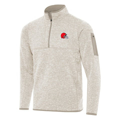 Cleveland Browns Antigua Fortune Quarter-Zip Pullover Jacket Oatmeal