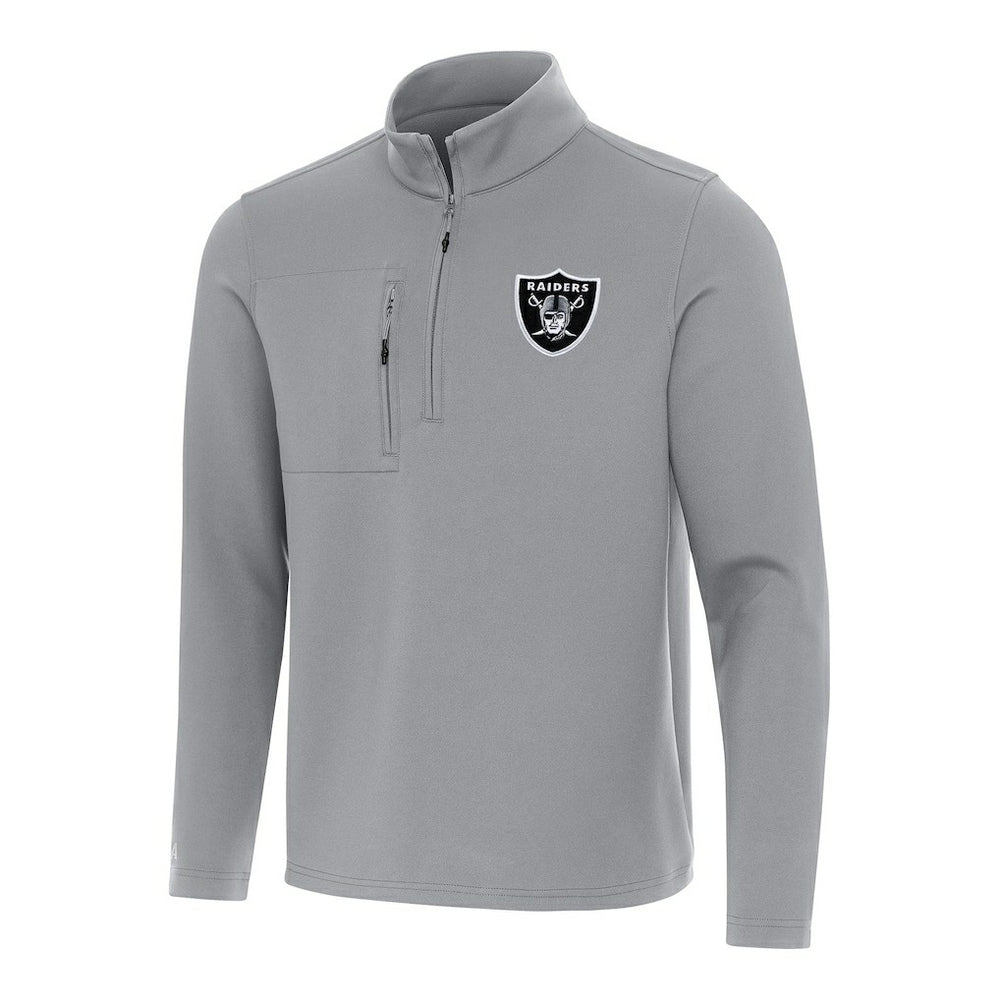 Las Vegas Raiders Antigua Insider Quarter-Zip Pullover Top Gray