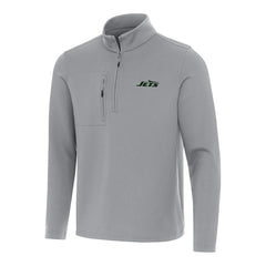 New York Jets Antigua Insider Quarter-Zip Pullover Top Gray