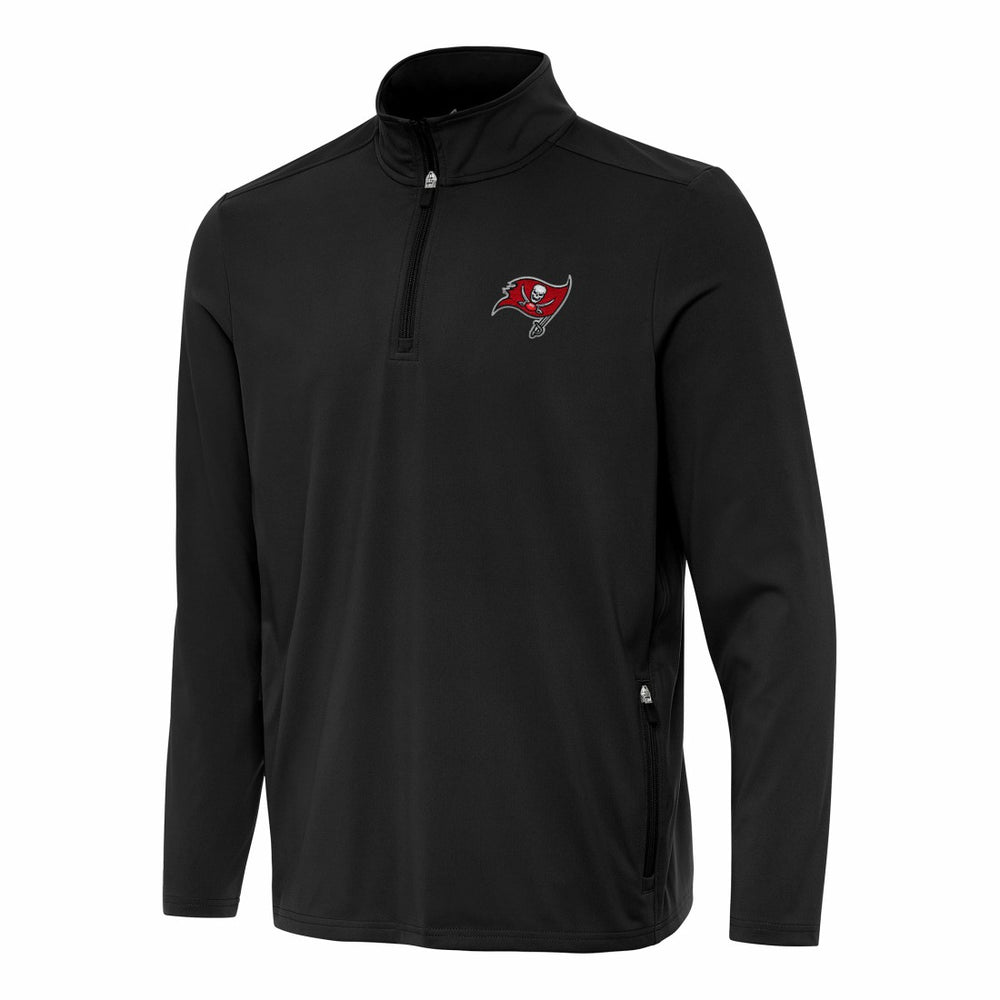 Tampa Bay Buccaneers Antigua Perilous Quarter-Zip Pullover Top Black