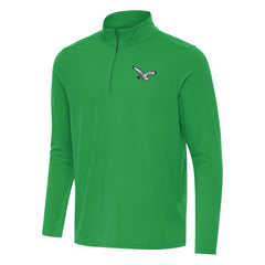 Philadelphia Eagles Antigua Intent Quarter-Zip Pullover Top Kelly Green