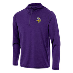 Minnesota Vikings Antigua Tidy Quarter-Zip Pullover Hoodie Heather Purple