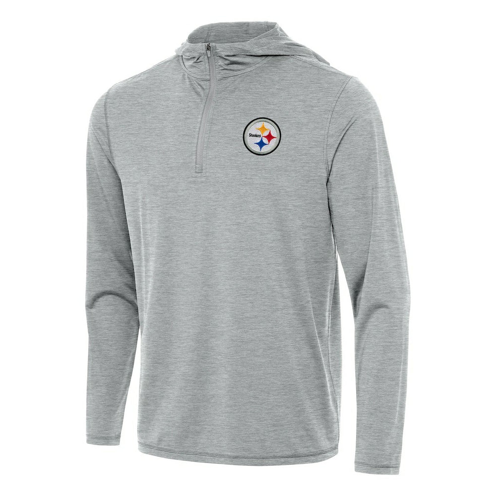 Pittsburgh Steelers Antigua Tidy Quarter-Zip Pullover Hoodie Heather Gray